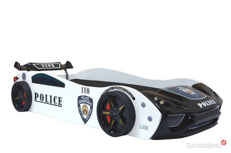 Łóżko MDF Policja samochód auto oświetlenie LED Łódź