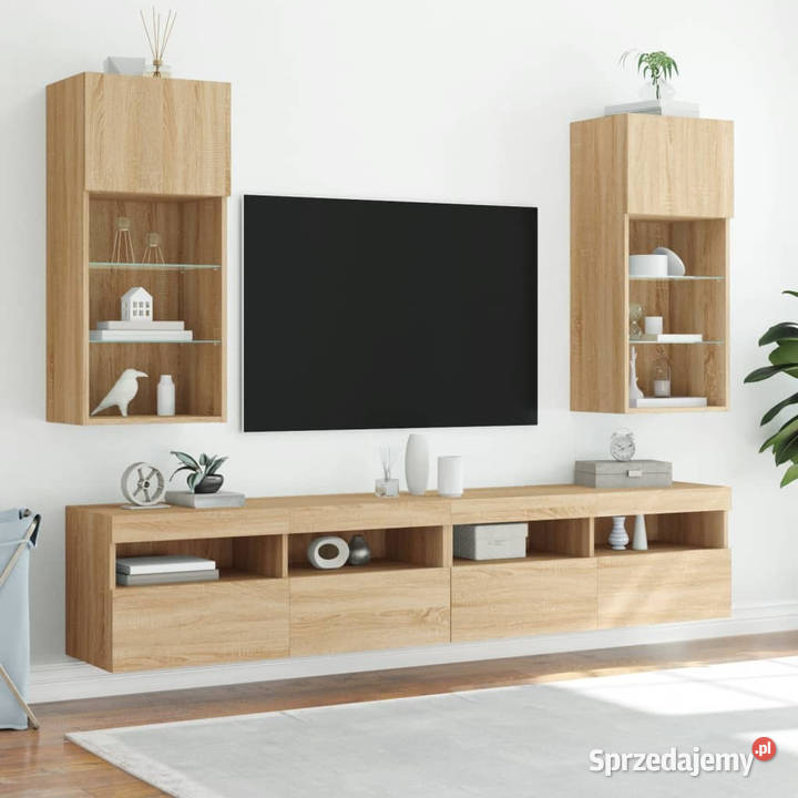 Szafka TV z LED dąb sonoma 405x30x90 WM837047 mazowieckie Warszawa sprzedam
