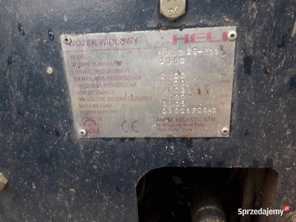 Wózek widłowy Heli Udźwig 25t 2008r Stan UDT Wózki widłowe Bartoszyce