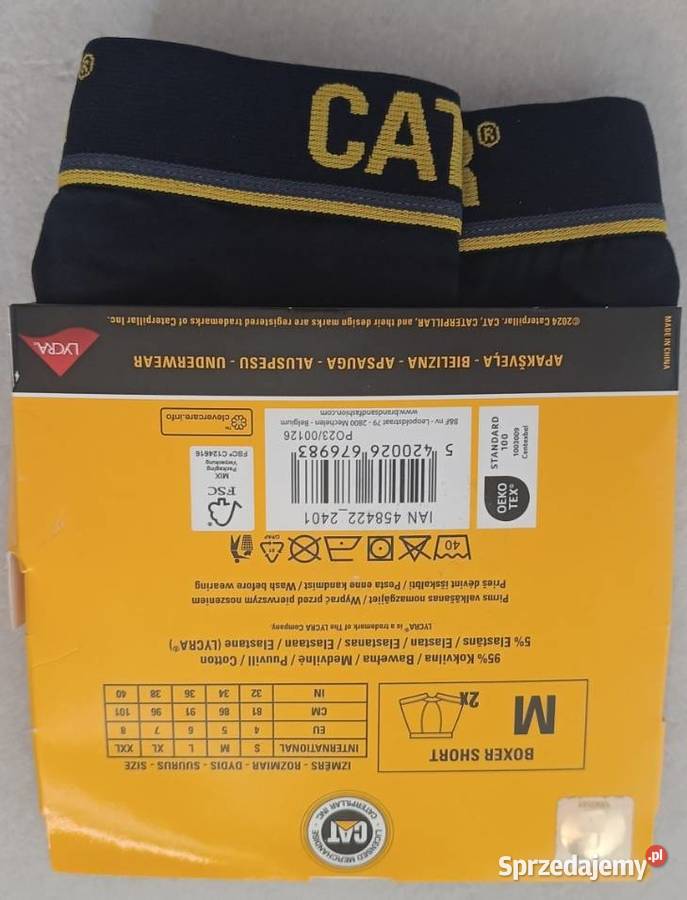 CATERPILLAR bokserki męskie 2 pary kolor czarny Rozmiar M