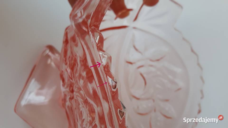 Żardiniera z różą 2 Ząbkowice kolorowe szkło PRL śląskie