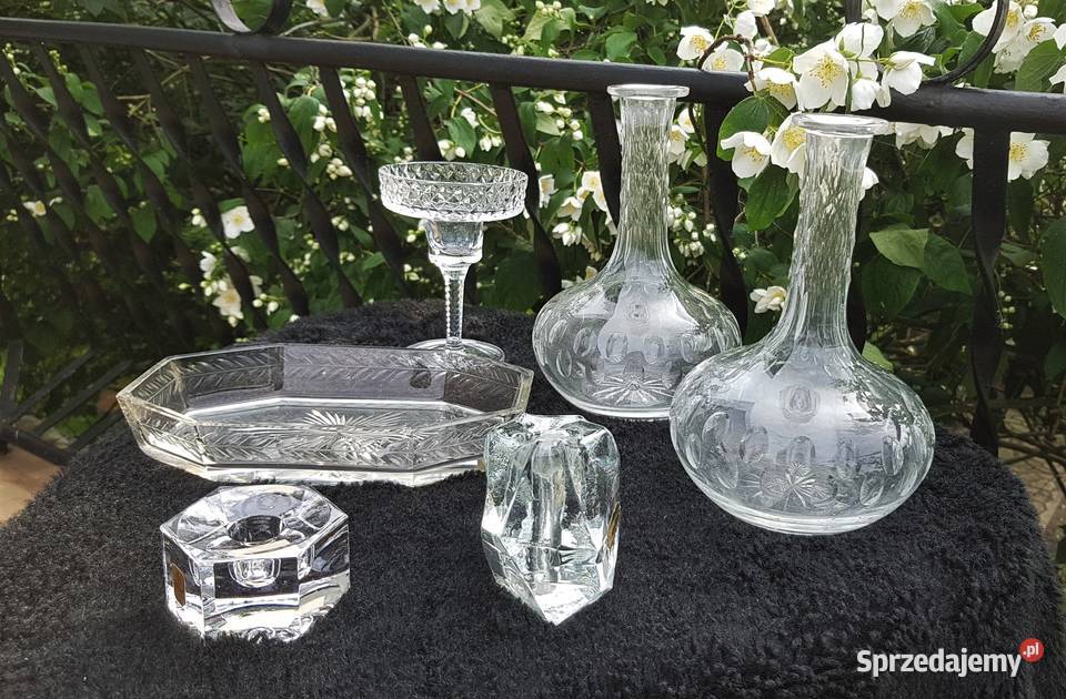 Kruształy świeczniki miseczka karafki przezroczysty śląskie