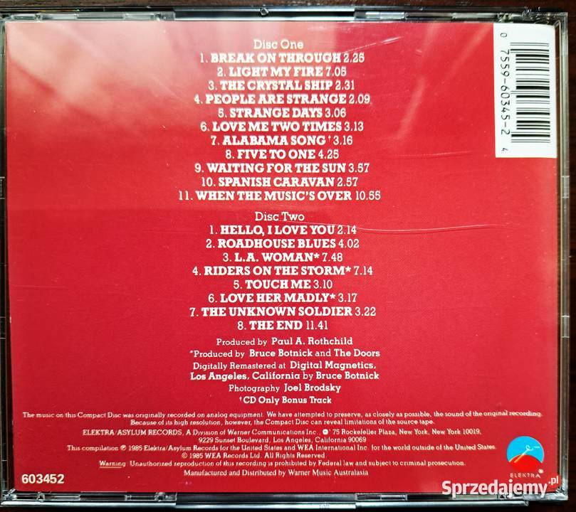 Sprzedam Album 2CD The Doors The Best Of The śląskie