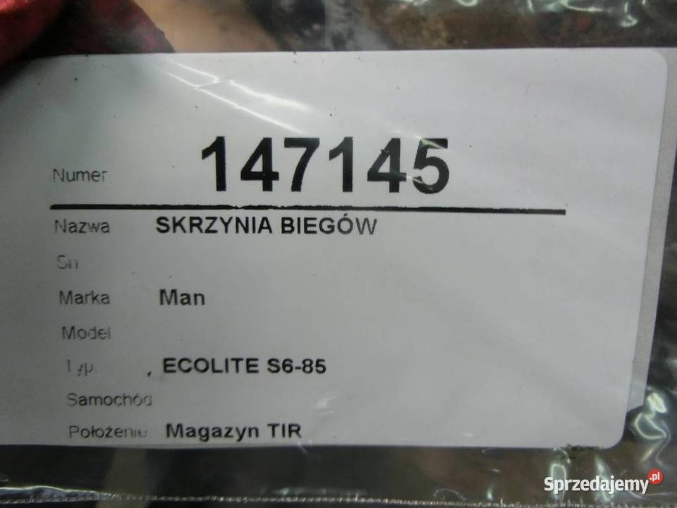 SKRZYNIA BIEGÓW MAN TGL I S685 10 179 ciężarowe