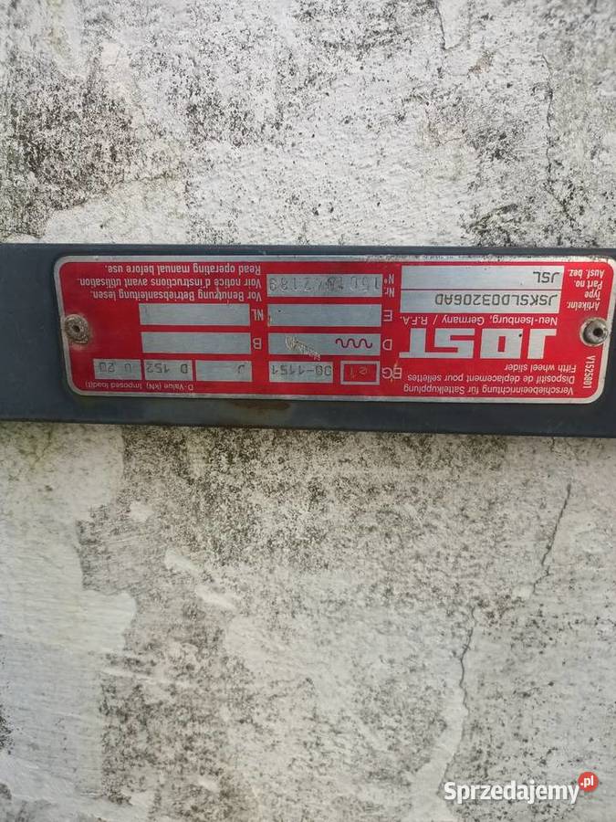 Regulowana płyta pod siodło JOST JSKSLD03206AD Pozostałe Nowy Dwór Gdański