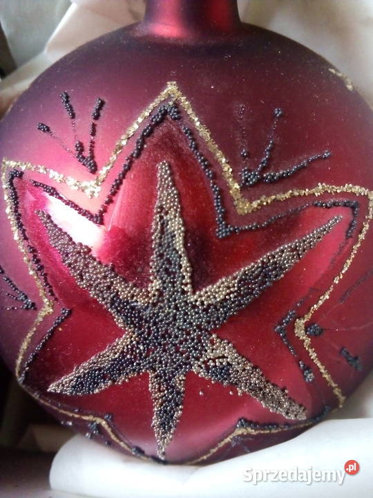 4 szklane bombki okrągłe duże czerwone w złote Częstochowa