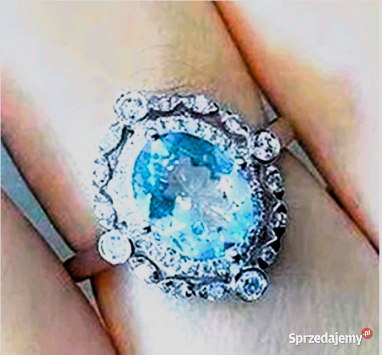 Wyprzedaż Stylowy Piękny Pierścionek z Błękitnym śląskie Poraj