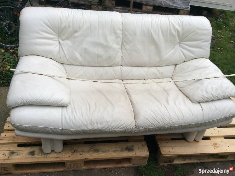 Komplet wypoczynkowy skórzany w kolorze bialym Meble pomorskie Kobylnica