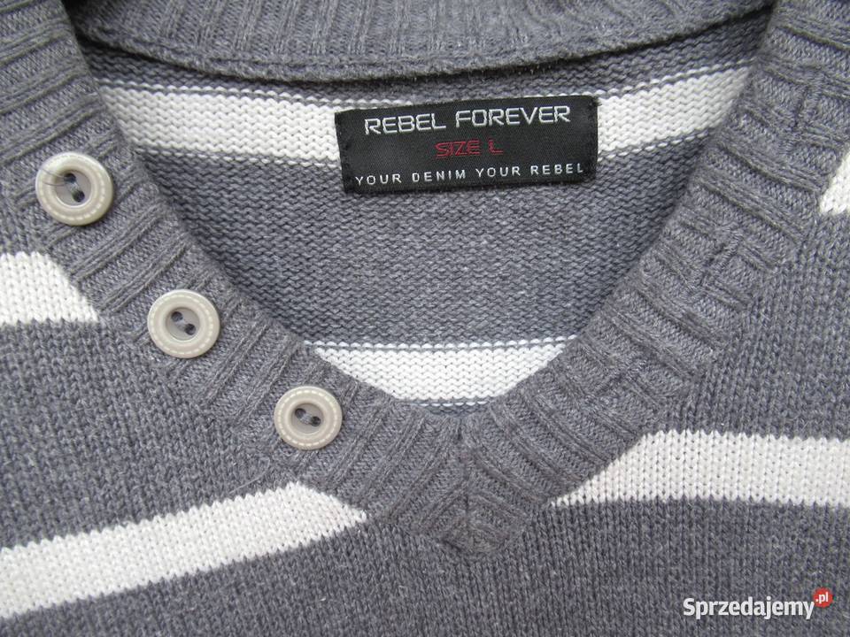 męski Sweter w paski L REBEL długi podkarpackie Dębica