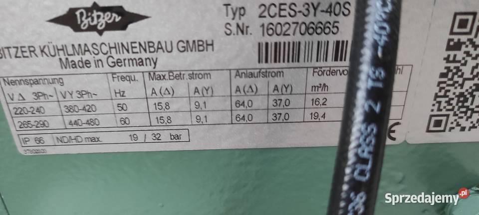 Agregat chłodniczy sprężarka Bitzer 2CES3Y40S Paczków