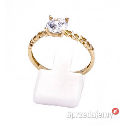 Pierścionek r23 Złoty pr333 z jednym kamieniem wielkopolskie