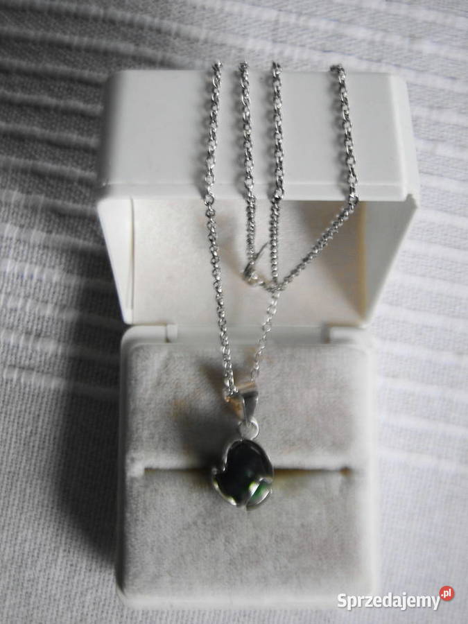 Naszyjnik srebro i zielony jadeit Warszawa sprzedam