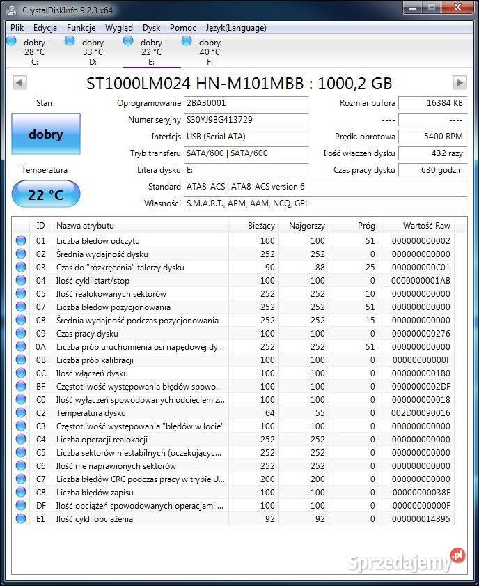 Dysk HDD 1TB 25 SATA 5400RPM do laptopa Tomaszów Lubelski