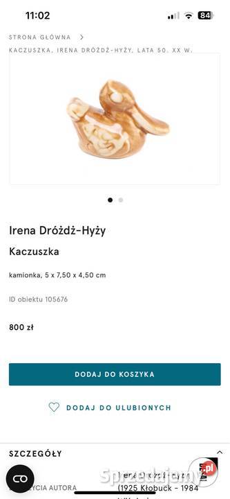Figurka kaczka rena DróżdżHyży Projekt z 1954 Gdańsk