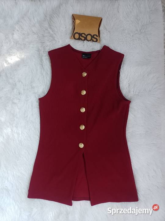 3638 ASOS Design Bordowa kamizelka ze złotymi Kraków