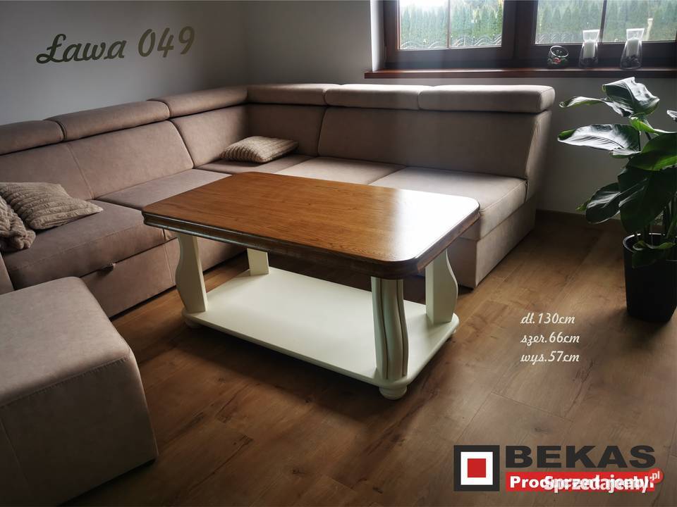 Stylowa Ława Dąb Ecru 049 Bekas Lite drewno 58cm wielkopolskie Piła