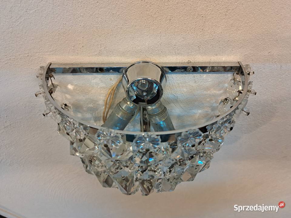 Kinkiet kryształowy mosiężny srebrny chrom z