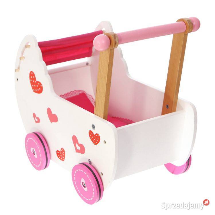 Wózek lalek drewniany z pościelą Ecotoys sprzedam