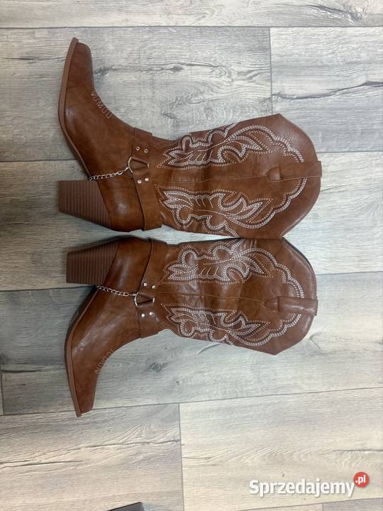 40 Brązowe bogato zdobione kozaki kowbojki z sprzedam