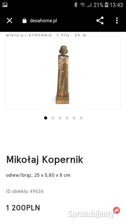 Rzeżba z brązu Mikołaj Kopernik II poł XX w Janów Lubelski sprzedam