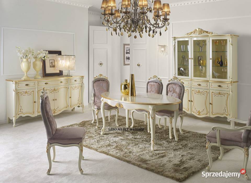 Stylowy stół owalny kość słoniowa ze złoceniami Przemyśl sprzedam