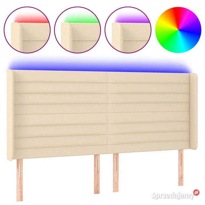 Zagłówek do łóżka z LED kremowy 163x16x118128 Warszawa