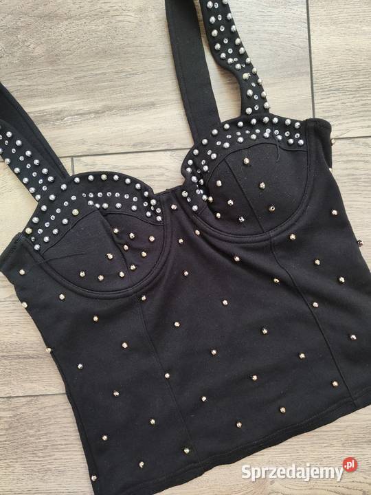 Bluzka Crop Top HM dżety koraliki Unikat Topy i koszulki Jasło
