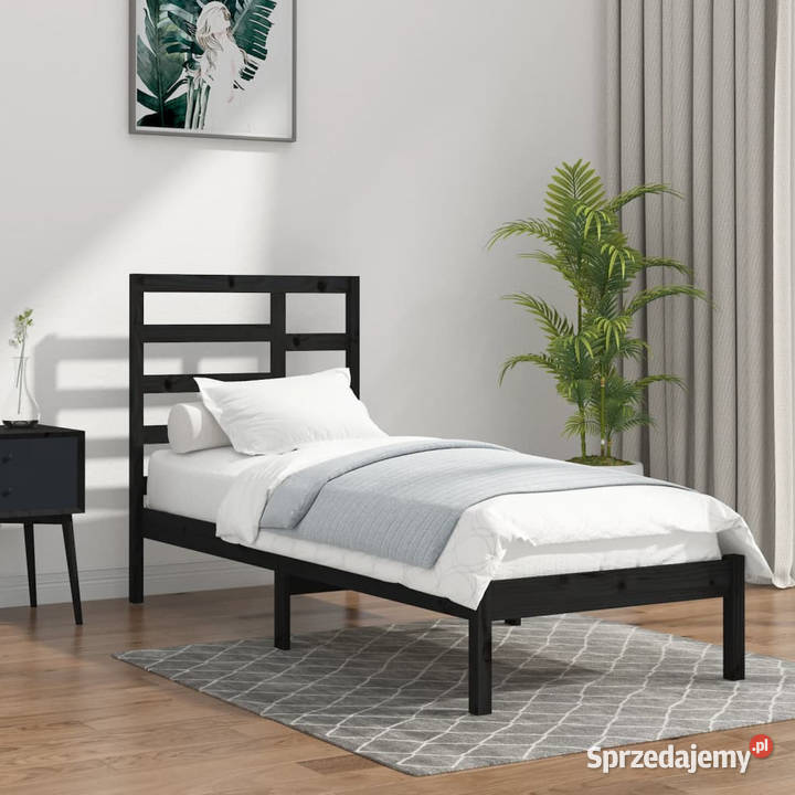 Rama łóżka czarna lite drewno 100 x 200 mazowieckie Warszawa