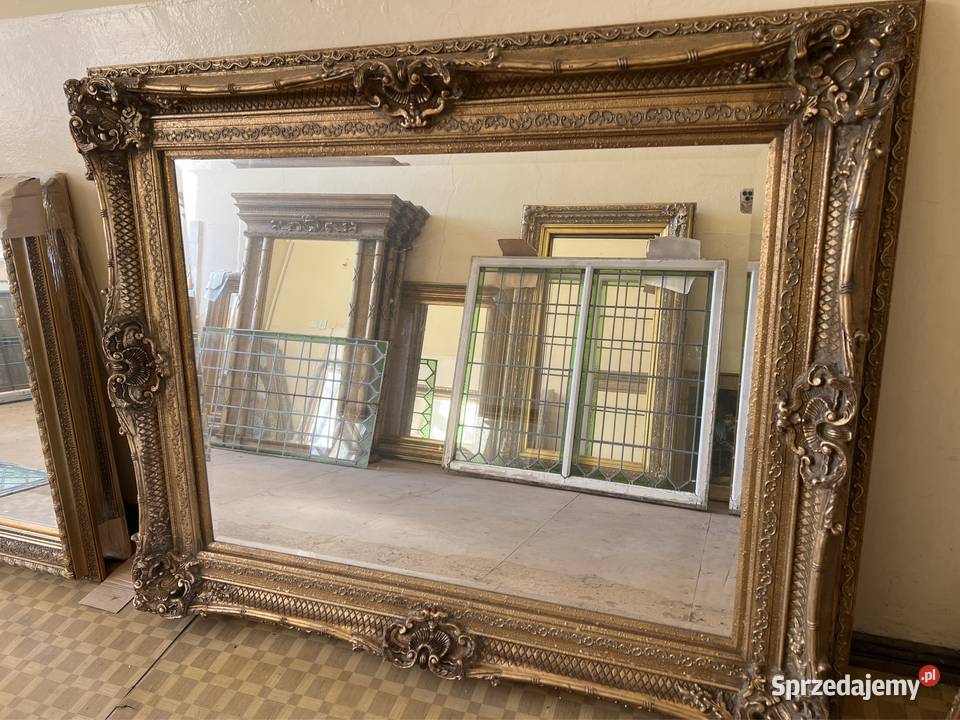 Ogromne kryształowe lustro w rzeźbionej ramie Bystrzyca Kłodzka