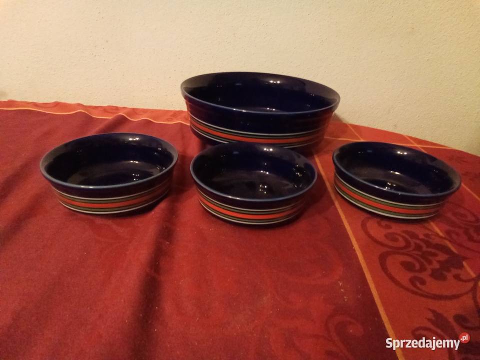 Miski waza na zupę porcelit Pruszków granatowe w