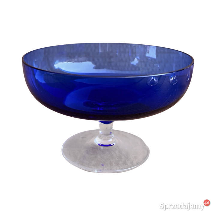 Zestaw deserowy z kobaltowego szkła 5 pucharków Warszawa