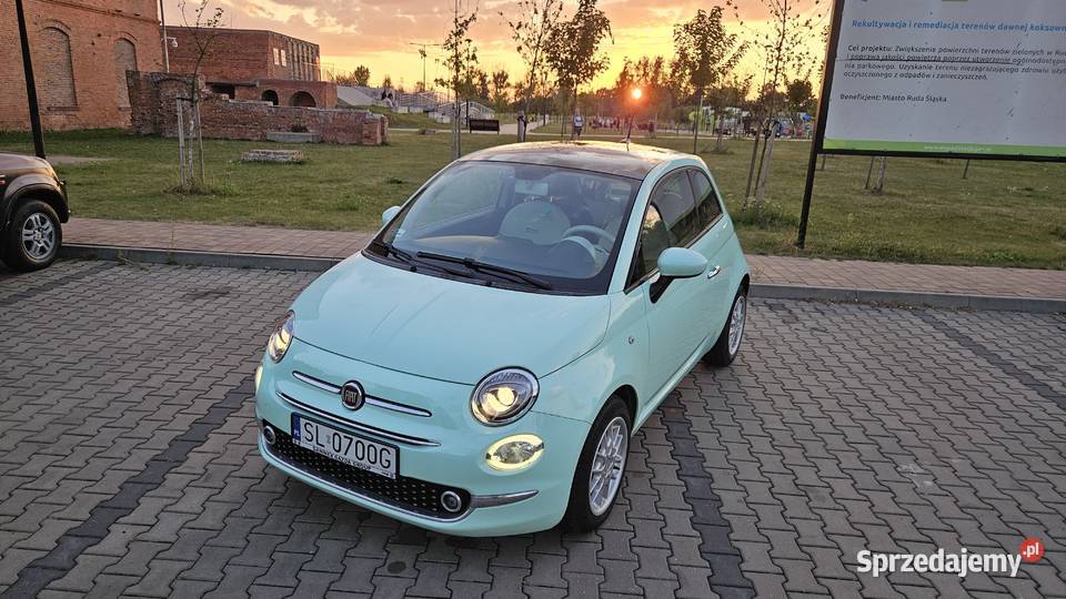 Fiat 500 Lounge MY2017 Miętowy panorama 85KM