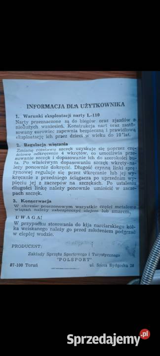 Narty Polsport Toruń L110 PRL 1988r NOWE Korsze