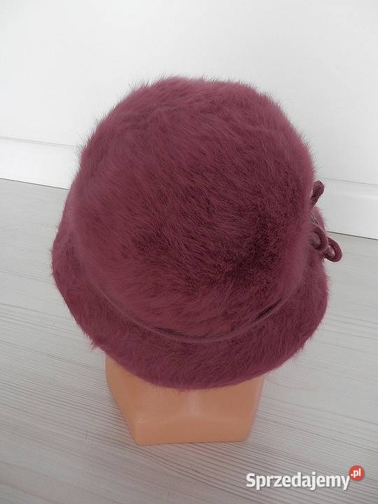Czapka Wełniana Angora Lawendowa Kapelusz Bucket Łomża