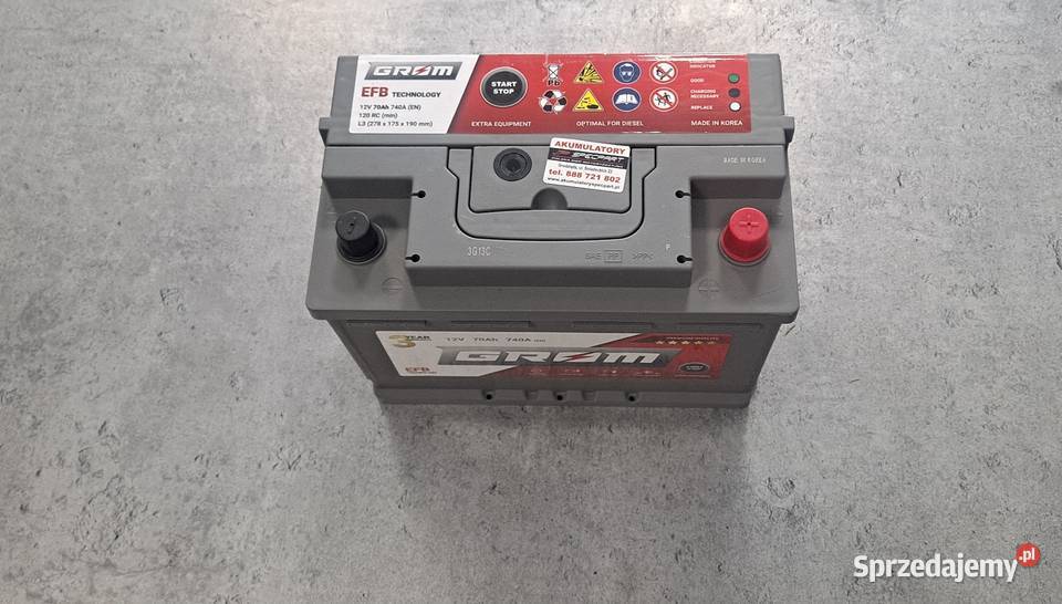 Akumulator GROM EFB STARTSTOP 70Ah 740A Prawy sprzedam