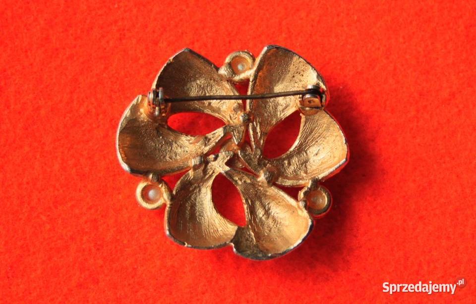 Stara angielska broszka z czterema perełkami Ozdoby Ochojno sprzedam