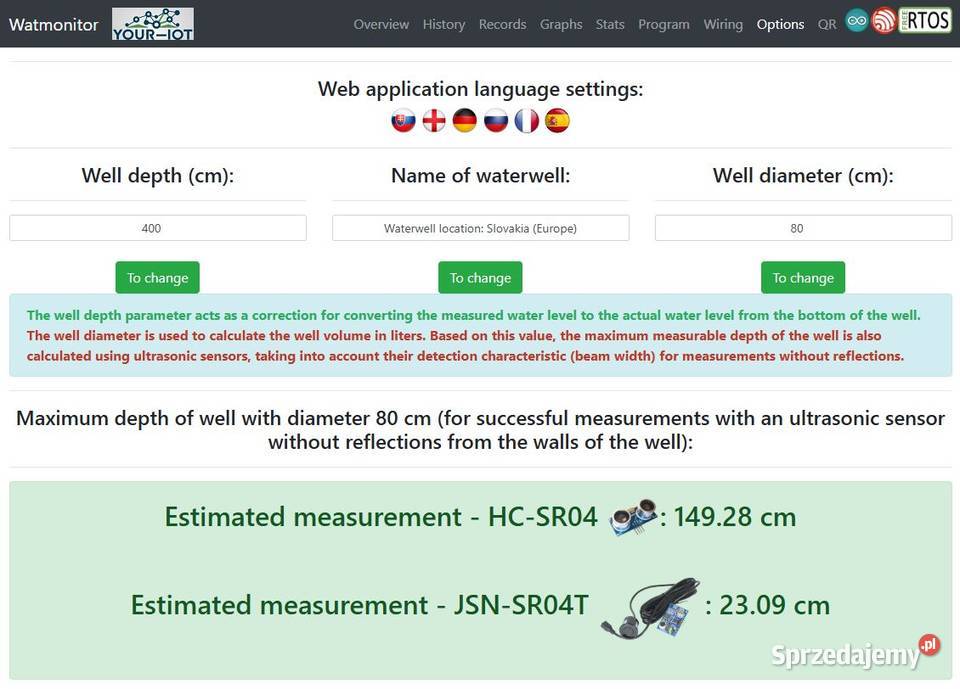 Wskaźnik poziomu aplikacja internetowa IoT Oprogramowanie sprzedam