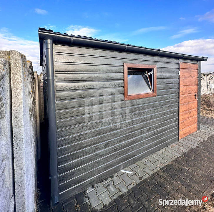 Garaż blaszany 3x4m brama uchylna drzwi okno