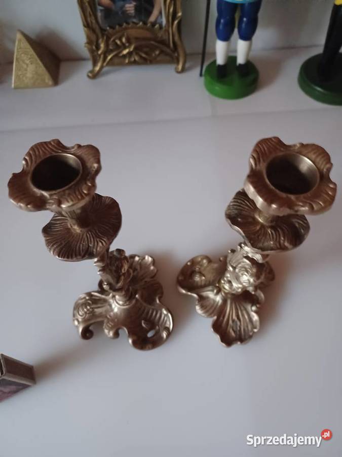 Komplet dwóch świeczników Mosiądz Kolekcja Pozostałe