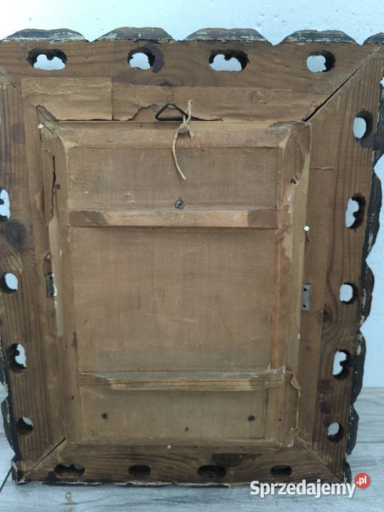 Piękna stara oryginalna ikona XIX wieczna Matka Łódź