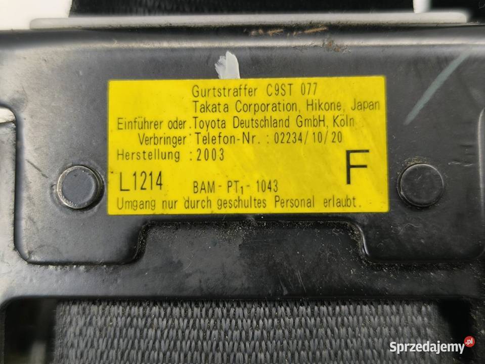 PAS BEZPIECZEŃSTWA LEWY PRZÓD TOYOTA AVENSIS II