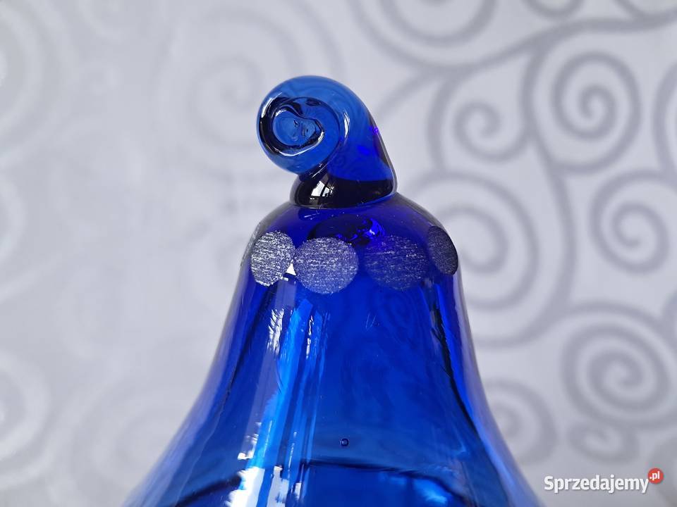 Bomboniera gruszka ze szkła kobaltowego vintage Strzelce Krajeńskie