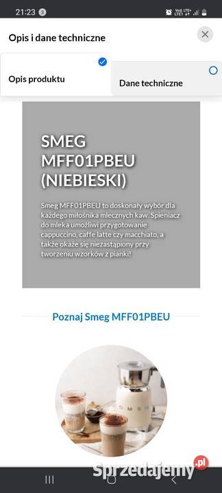 Spieniacz do mleka Smeg Szczekociny sprzedam