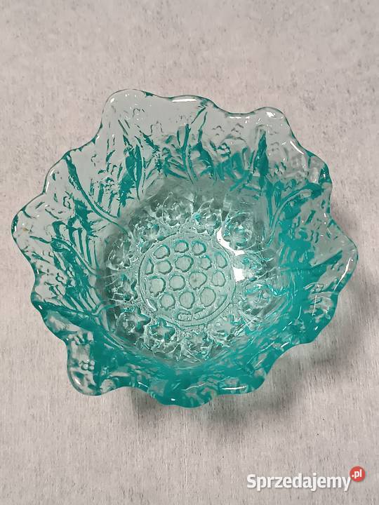 Turkusowa Szklana Cukiernica Cukierniczka Dobrzany