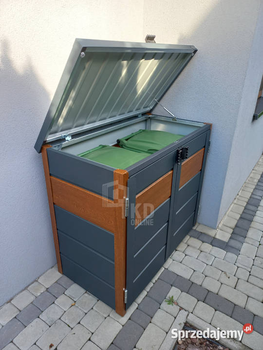 Zabudowa koszy na śmieci wiata obudowa kubłów Łęczyca