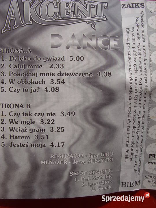 Kasety disco polo zespolu AKCENT 3 dolnośląskie Wołów