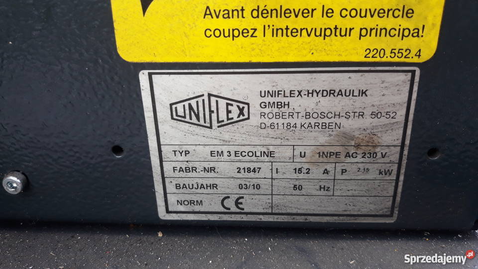 Przecinarka do węży hydraulicznych uniflex em3 Rybnik