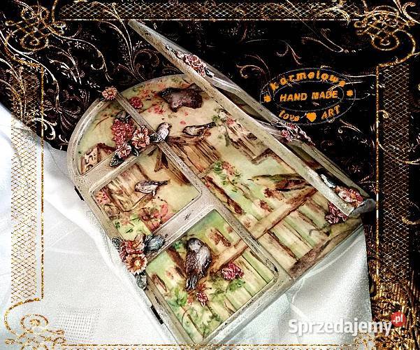 Panel w formie okna decoupage dekoracja handmade Warszawa