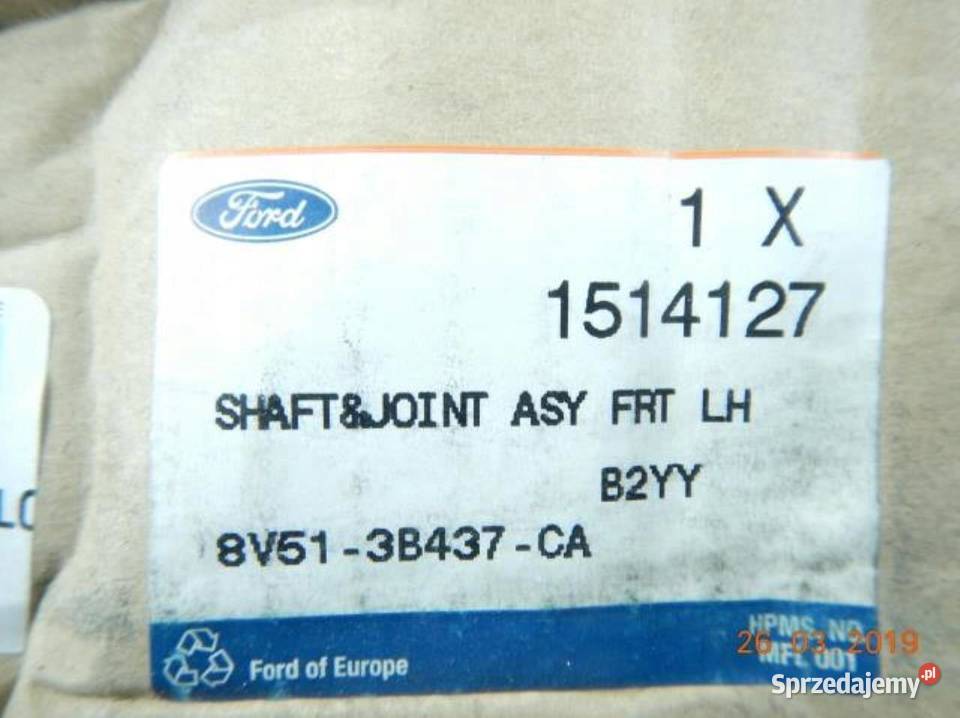 PÓŁOŚ LEWY PRZÓD FORD B 12 14 1514127 fiesta mk7