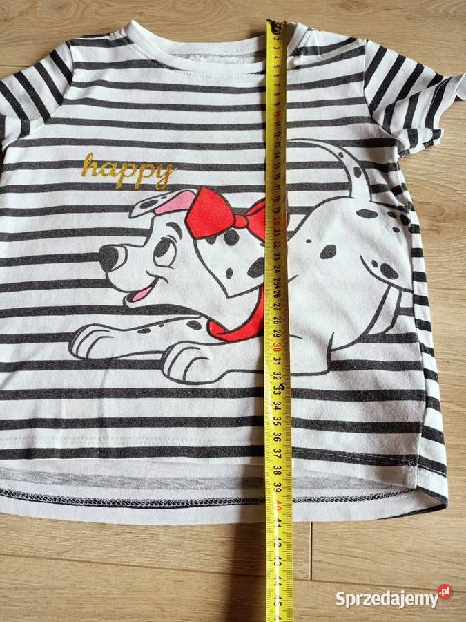 Tshirt koszulka dziewczęca biała w paski 110 Disney mazowieckie Płock